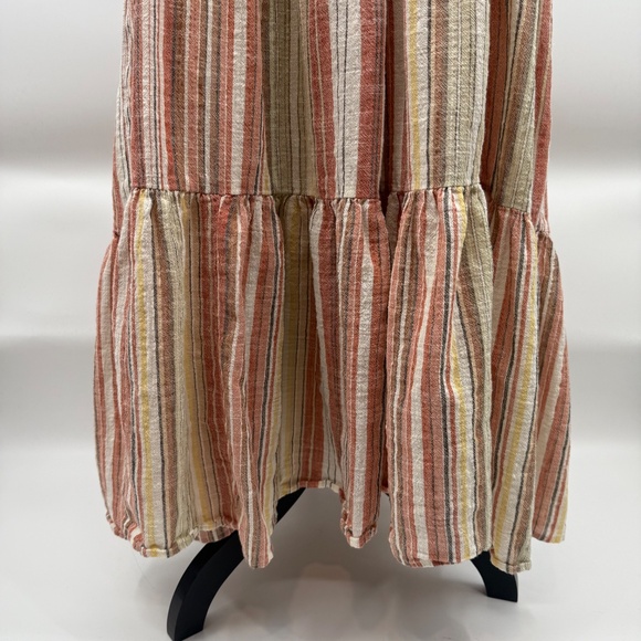 Linda Anderson Dress Women XXL Multicolor Sleeveless Stripe Tiered Maxi House - Picture 3 of 15